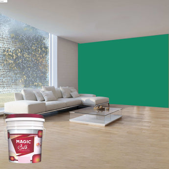 Magic Paints Silk Interior Paint premium interior emulsion with a luxurious silky finish, excellent coverage, superior washability, rich color retention, and long-lasting durability for elegant residential and commercial interiors.