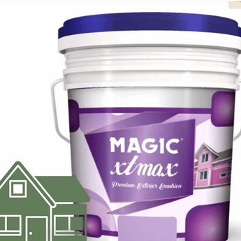 Magic Paints XT Max Premium Exterior Emulsion premium acrylic exterior wall paint offering excellent coverage, superior weather resistance, UV protection, water resistance, fade-resistant color retention, and a smooth, durable finish for residential and commercial buildings.