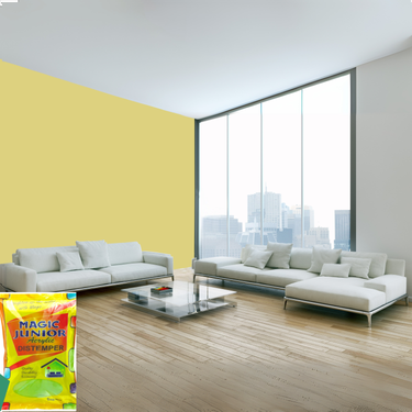 Magic Paints Junior Pouch Distemper economical interior wall paint offering excellent coverage, smooth matte finish, easy application, vibrant colors, and long-lasting durability for residential and commercial interiors.