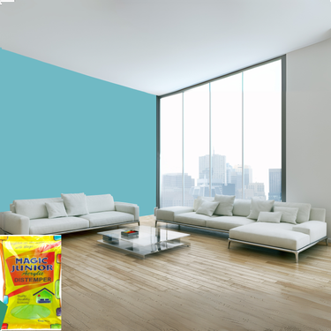 Magic Paints Junior Pouch Distemper economical interior wall paint offering excellent coverage, smooth matte finish, easy application, vibrant colors, and long-lasting durability for residential and commercial interiors.