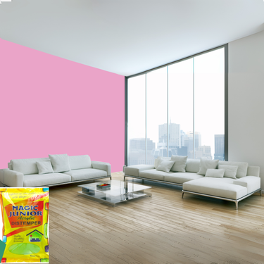 Magic Paints Junior Pouch Distemper economical interior wall paint offering excellent coverage, smooth matte finish, easy application, vibrant colors, and long-lasting durability for residential and commercial interiors.