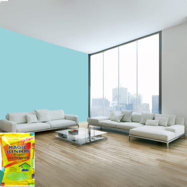 Magic Paints Junior Pouch Distemper economical interior wall paint offering excellent coverage, smooth matte finish, easy application, vibrant colors, and long-lasting durability for residential and commercial interiors.