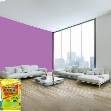 Magic Paints Junior Pouch Distemper economical interior wall paint offering excellent coverage, smooth matte finish, easy application, vibrant colors, and long-lasting durability for residential and commercial interiors.