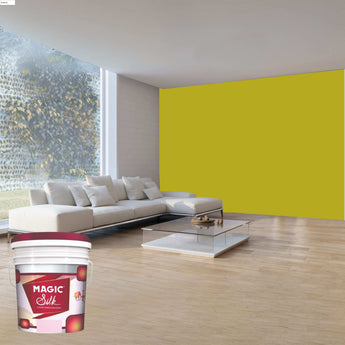 Magic Paints Silk Interior Paint premium interior emulsion with a luxurious silky finish, excellent coverage, superior washability, rich color retention, and long-lasting durability for elegant residential and commercial interiors.