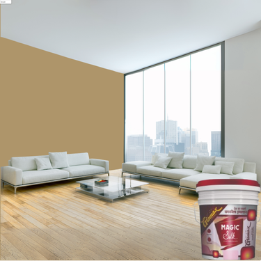 Magic Paints Silk Glomax Hi-Sheen Luxury Interior Emulsion delivers a smooth, elegant silky finish with excellent coverage, superior washability, long-lasting color retention, and durable protection for premium interior walls.