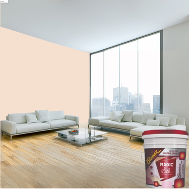 Magic Paints Silk Glomax Hi-Sheen Luxury Interior Emulsion delivers a smooth, elegant silky finish with excellent coverage, superior washability, long-lasting color retention, and durable protection for premium interior walls.