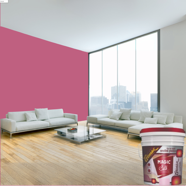 Magic Paints Silk Glomax Hi-Sheen Luxury Interior Emulsion delivers a smooth, elegant silky finish with excellent coverage, superior washability, long-lasting color retention, and durable protection for premium interior walls.