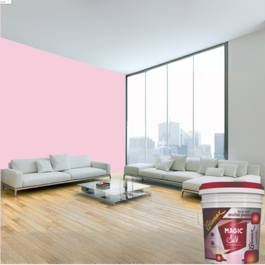 Magic Paints Silk Glomax Hi-Sheen Luxury Interior Emulsion delivers a smooth, elegant silky finish with excellent coverage, superior washability, long-lasting color retention, and durable protection for premium interior walls.