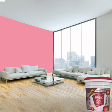 Magic Paints Silk Glomax Hi-Sheen Luxury Interior Emulsion delivers a smooth, elegant silky finish with excellent coverage, superior washability, long-lasting color retention, and durable protection for premium interior walls.