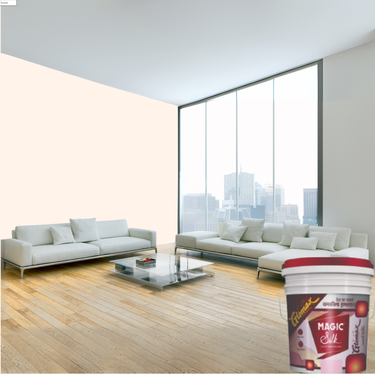 Magic Paints Silk Glomax Hi-Sheen Luxury Interior Emulsion delivers a smooth, elegant silky finish with excellent coverage, superior washability, long-lasting color retention, and durable protection for premium interior walls.