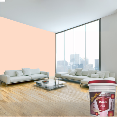 Magic Paints Silk Glomax Hi-Sheen Luxury Interior Emulsion delivers a smooth, elegant silky finish with excellent coverage, superior washability, long-lasting color retention, and durable protection for premium interior walls.