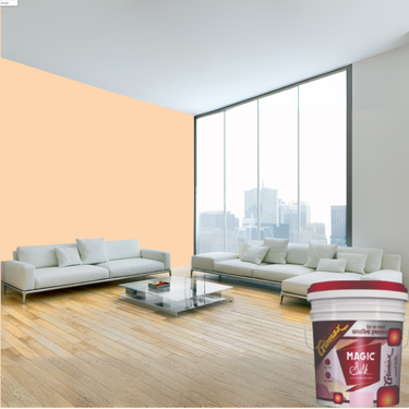 Magic Paints Silk Glomax Hi-Sheen Luxury Interior Emulsion delivers a smooth, elegant silky finish with excellent coverage, superior washability, long-lasting color retention, and durable protection for premium interior walls.