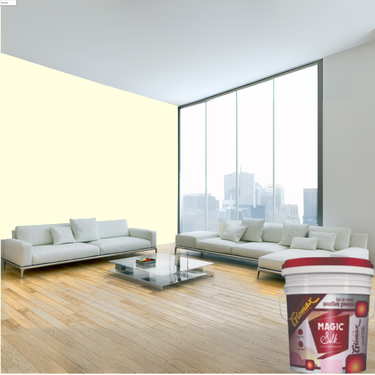Magic Paints Silk Glomax Hi-Sheen Luxury Interior Emulsion delivers a smooth, elegant silky finish with excellent coverage, superior washability, long-lasting color retention, and durable protection for premium interior walls.