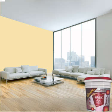 Magic Paints Silk Glomax Hi-Sheen Luxury Interior Emulsion delivers a smooth, elegant silky finish with excellent coverage, superior washability, long-lasting color retention, and durable protection for premium interior walls.