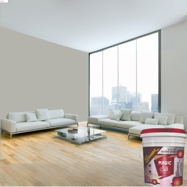Magic Paints Silk Glomax Hi-Sheen Luxury Interior Emulsion delivers a smooth, elegant silky finish with excellent coverage, superior washability, long-lasting color retention, and durable protection for premium interior walls.