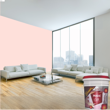 Magic Paints Silk Glomax Hi-Sheen Luxury Interior Emulsion delivers a smooth, elegant silky finish with excellent coverage, superior washability, long-lasting color retention, and durable protection for premium interior walls.