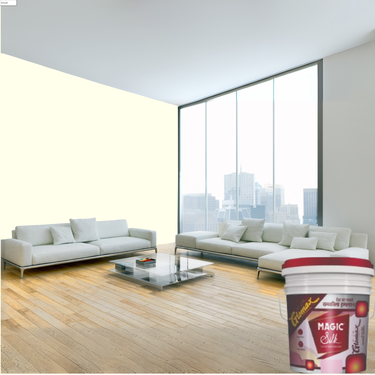 Magic Paints Silk Glomax Hi-Sheen Luxury Interior Emulsion delivers a smooth, elegant silky finish with excellent coverage, superior washability, long-lasting color retention, and durable protection for premium interior walls.